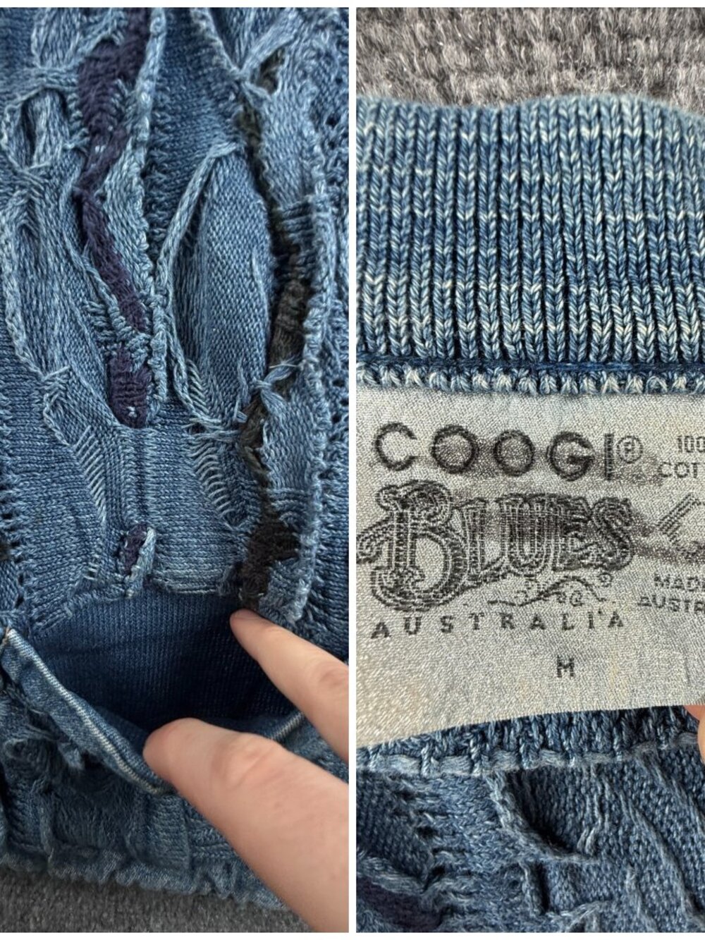 COOGI Blues Australia Sweater Women Pullover Knit Medium Blue Heavyweight Long - Picture 15 of 16